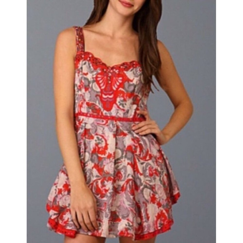 Free People Embroidered Floral Lace Sequin Beaded